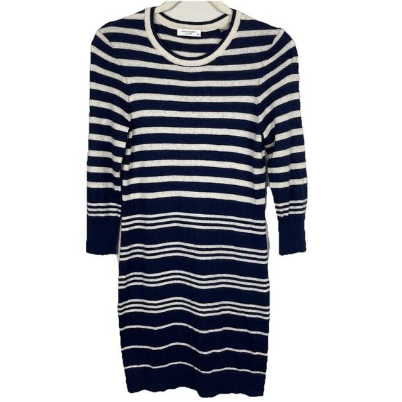 Equipment Femme Sweater Dress Size SP Navy /Ivory Silk Cashmere Striped Nautical - Picture 1 of 8